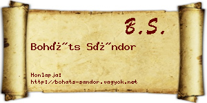 Boháts Sándor névjegykártya